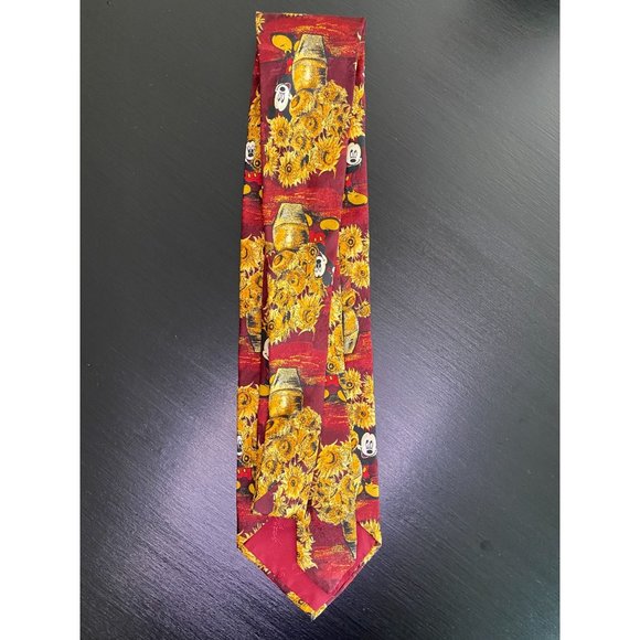 MICKEY MOUSE TIE - Tie Rack London - NWT - Sunflowers - 100% Silk - 59" x 3 1/2" - Picture 4 of 6